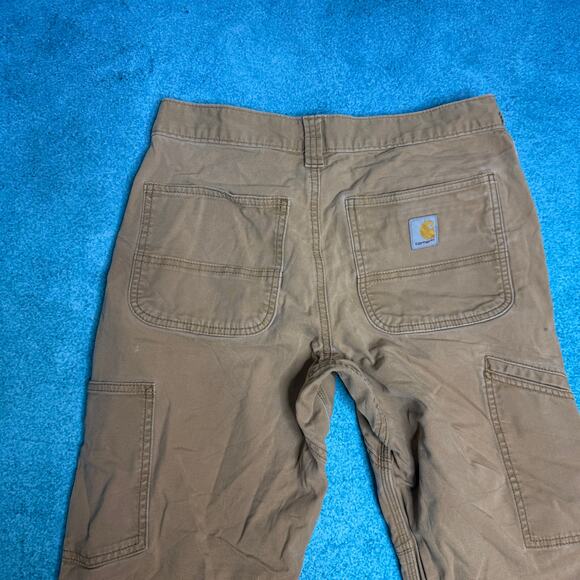 Carhartt Mens 30x30 Tan Double Knee Work Pants Rugged Flex Utility Workwear - Picture 4 of 16